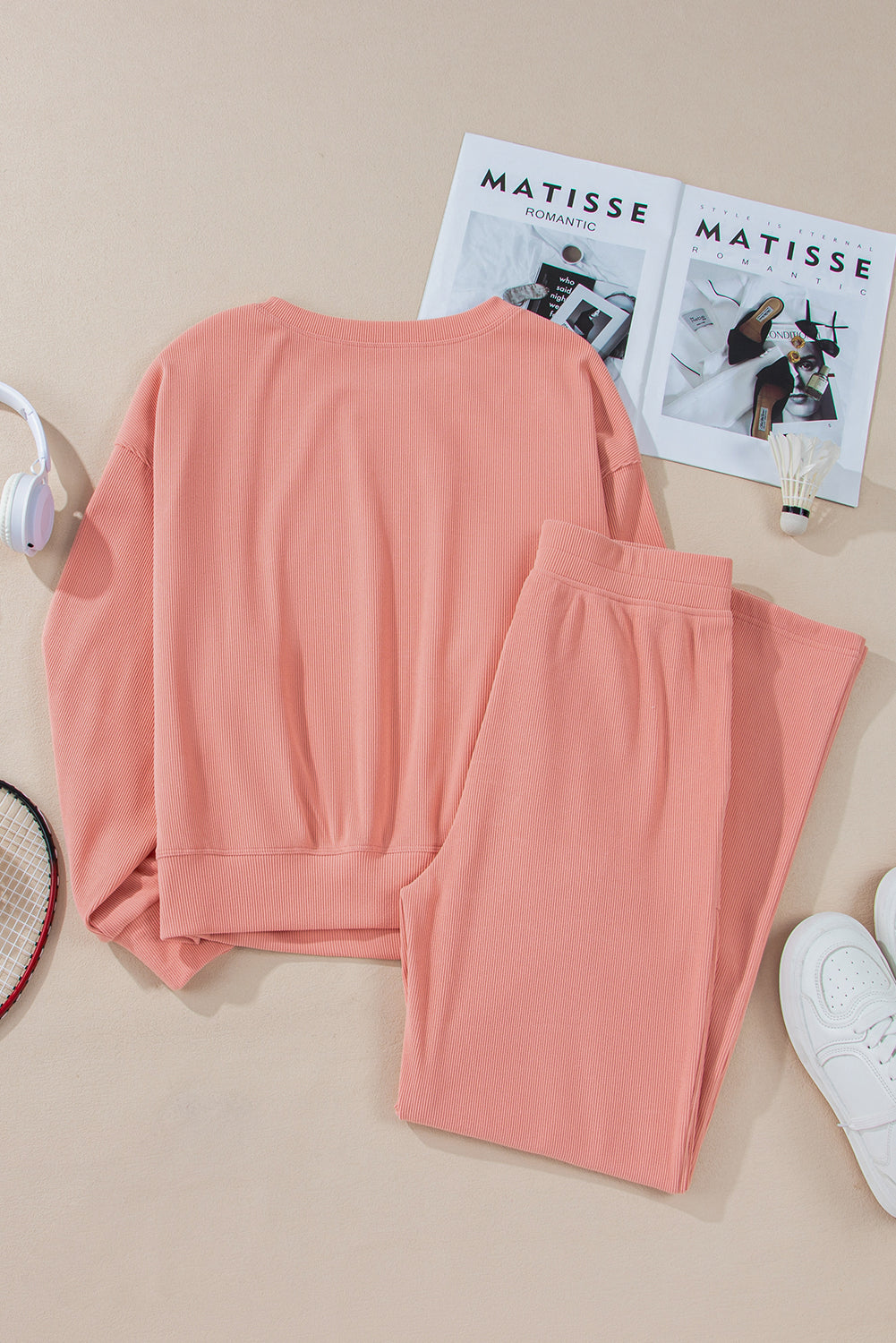 Round Neck Long Sleeve Top and Pants Set - The Goddess Galleries