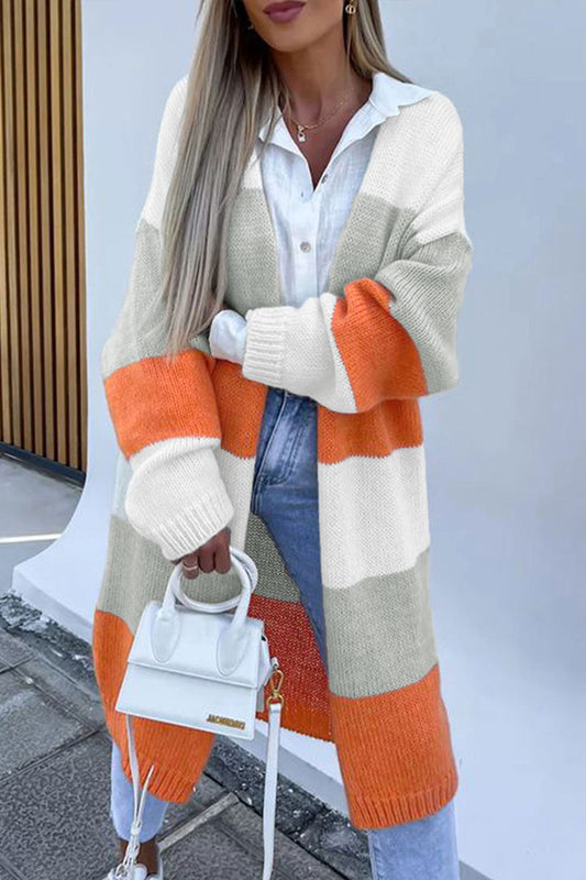 Color Block Open Front Duster Cardigan - The Goddess Galleries