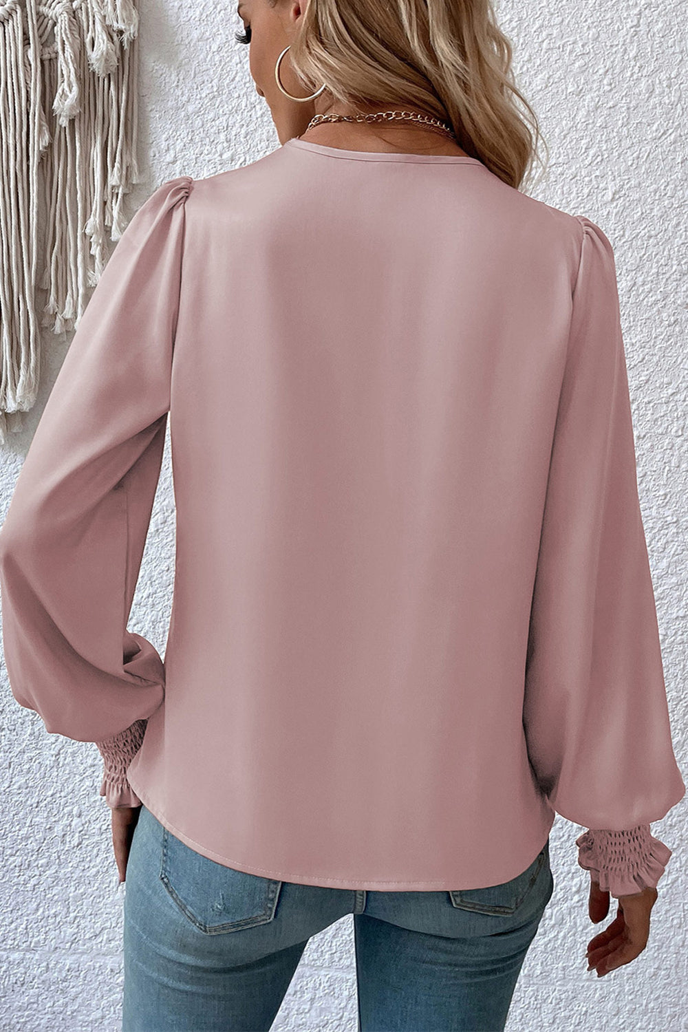Surplice Neck Lantern Sleeve Blouse - The Goddess Galleries
