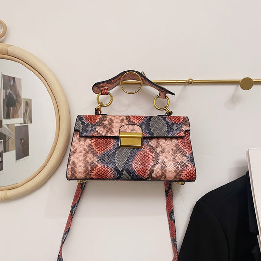PU Leather Snakeskin Print Crossbody Bag - The Goddess Galleries