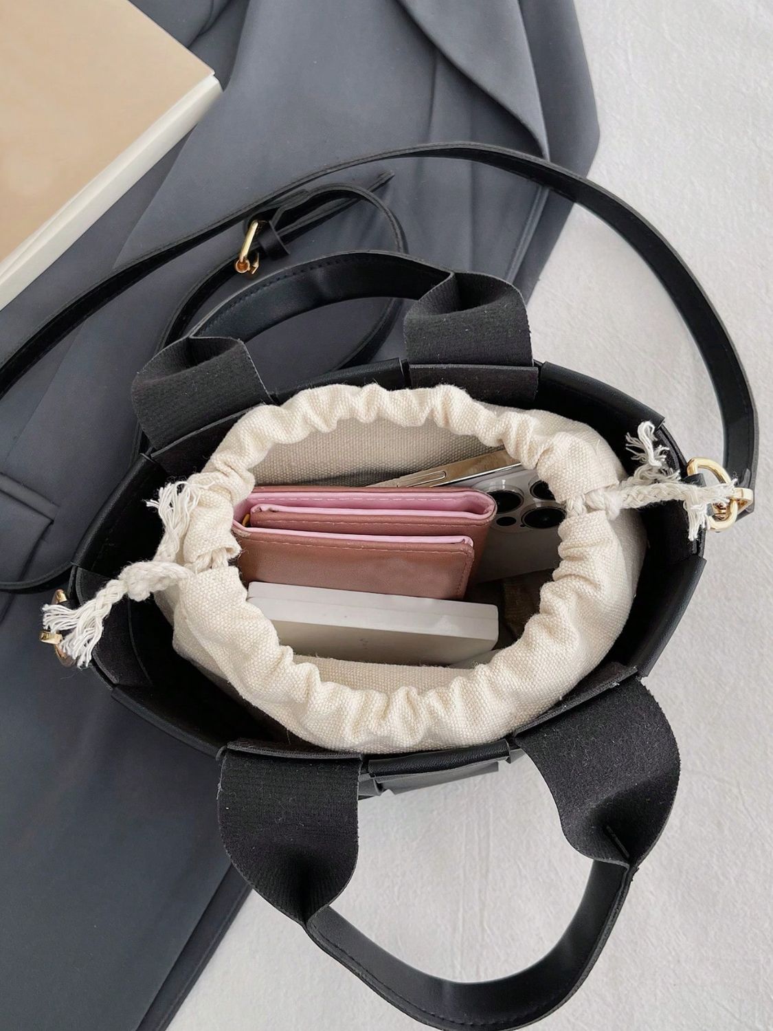 PU Leather Braided Bucket Bag - The Goddess Galleries