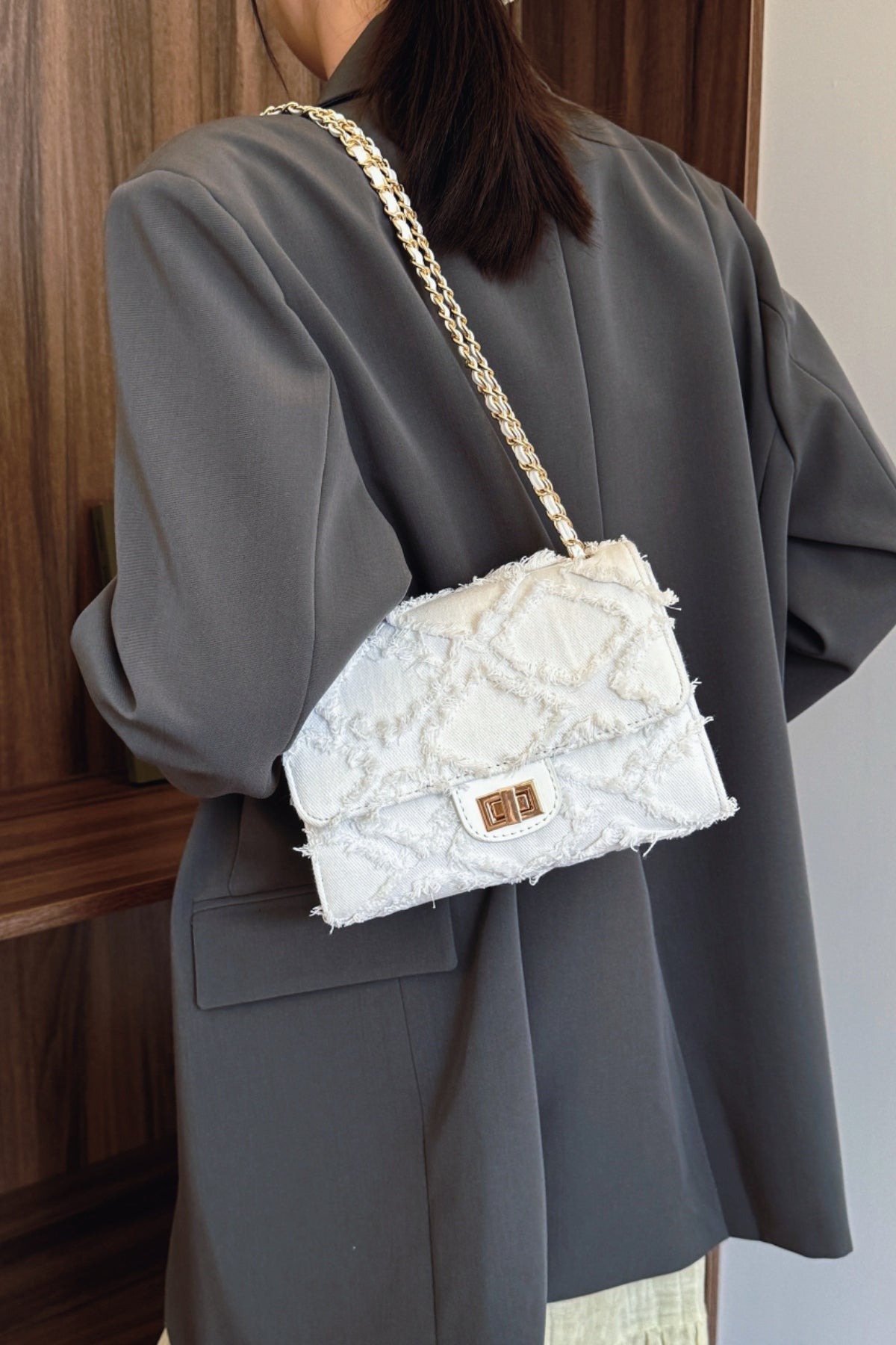 Raw Hem Denim Crossbody Bag - The Goddess Galleries
