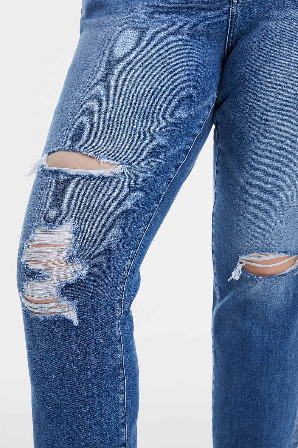 BAYEAS Full Size High Waist Distressed Cat's Whiskers Straight Jeans - The Goddess Galleries