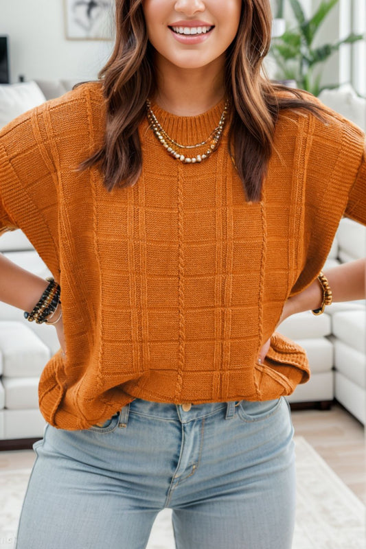Round Neck Cap Sleeve Sweater - The Goddess Galleries