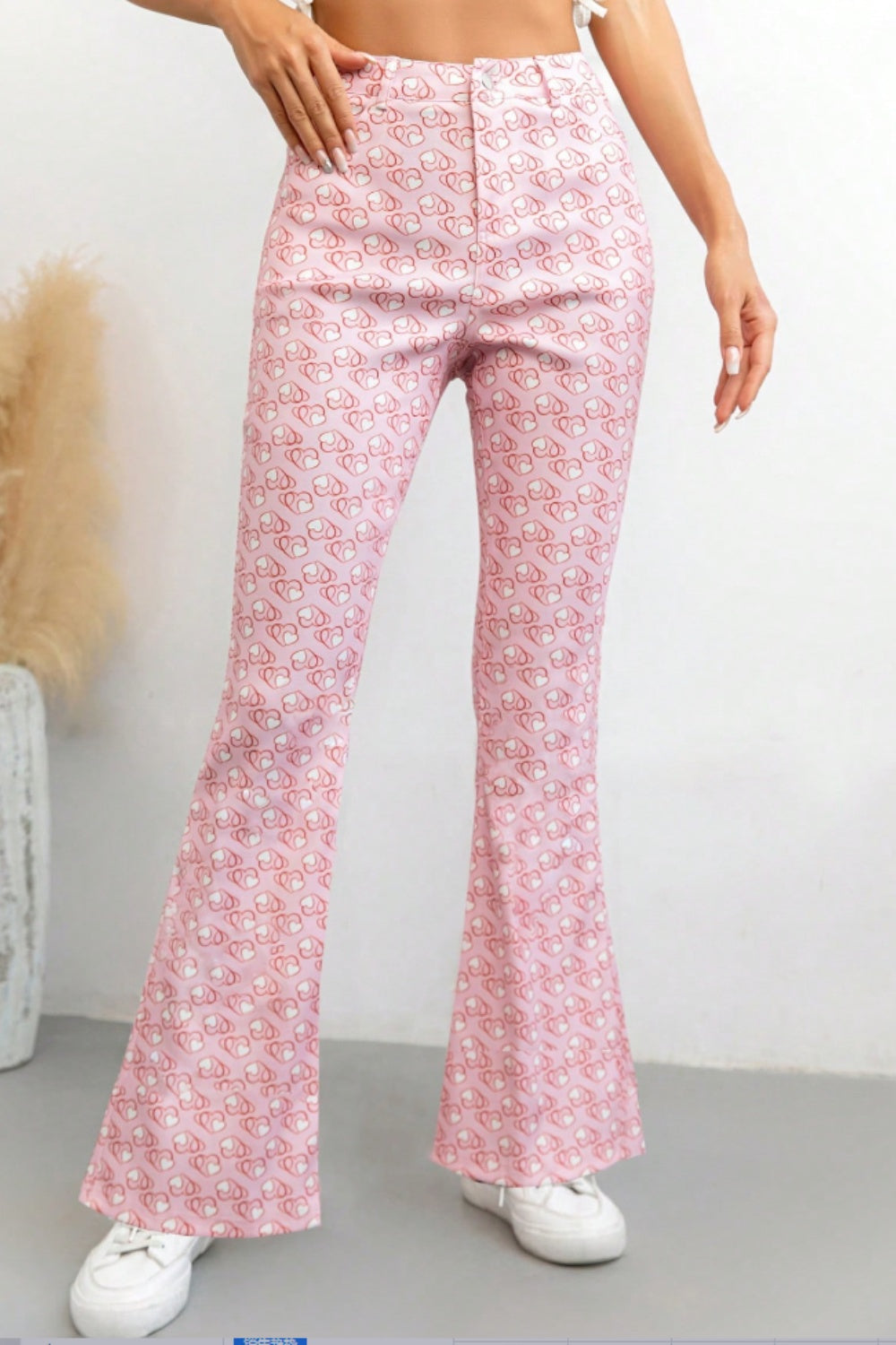 Printed High Waist Flare Pants with Pockets - The Goddess Galleries