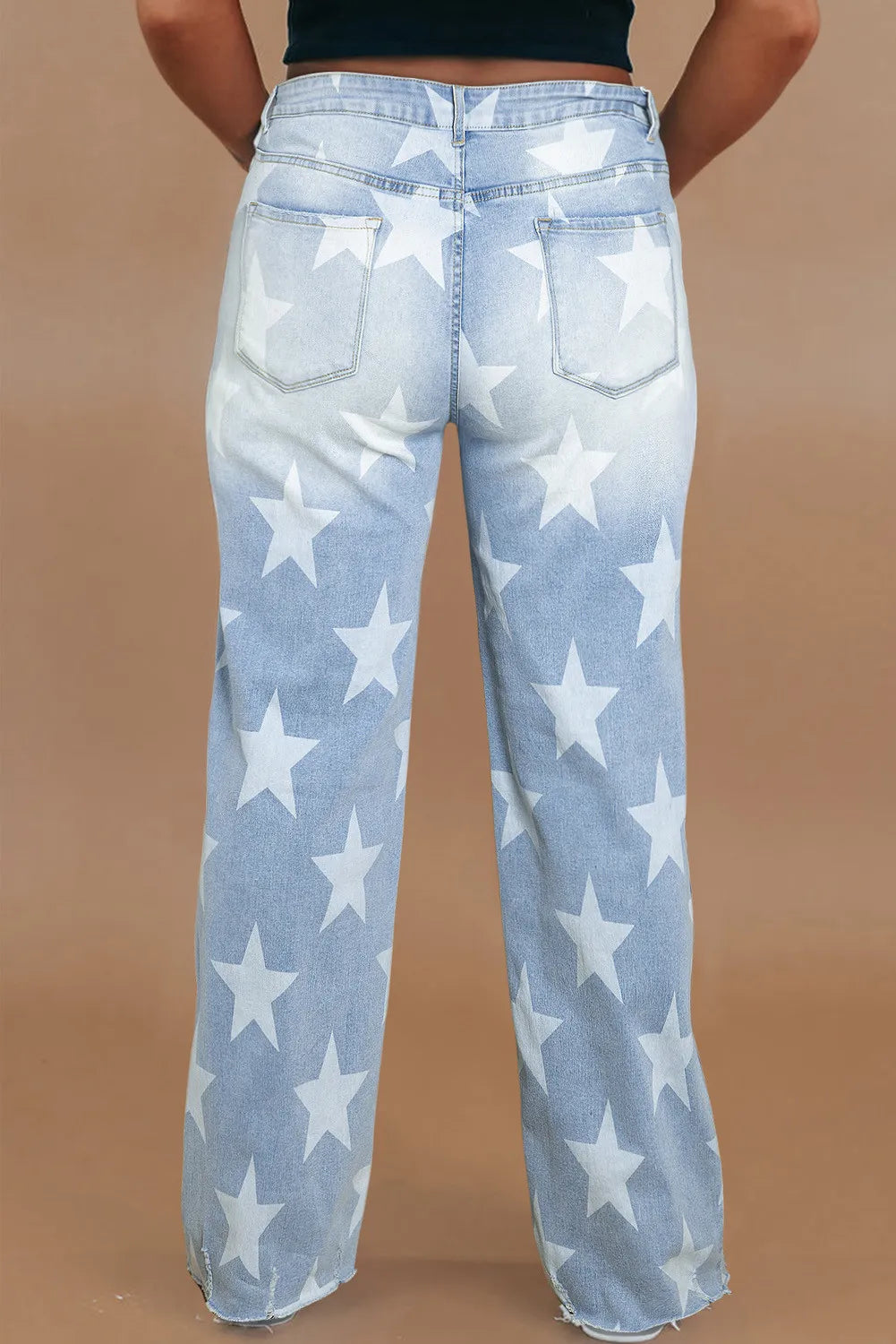 Plus Size Star Straight Leg Jeans with Pockets - The Goddess Galleries
