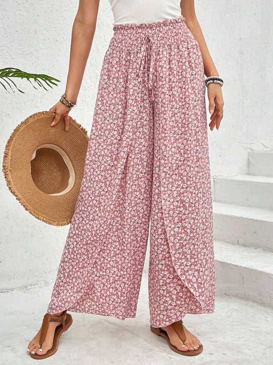 Tied Printed Wide Leg Pants - The Goddess Galleries