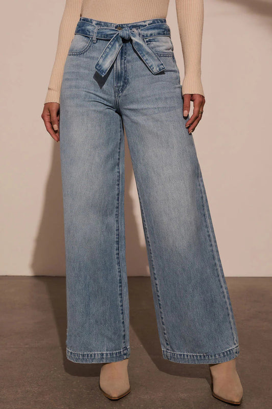 Tied Wide Leg Jeans with Pockets - The Goddess Galleries