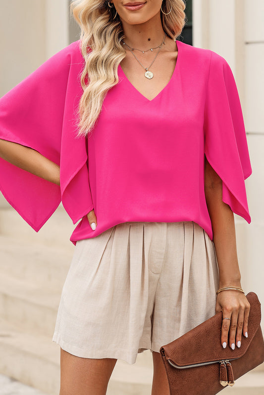 V-Neck Cloak Sleeve Blouse - The Goddess Galleries