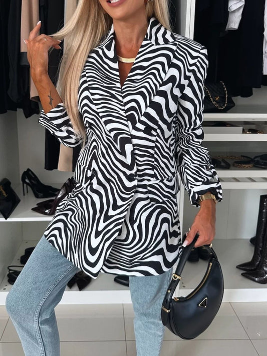 Animal Print Long Sleeve Blazer - The Goddess Galleries