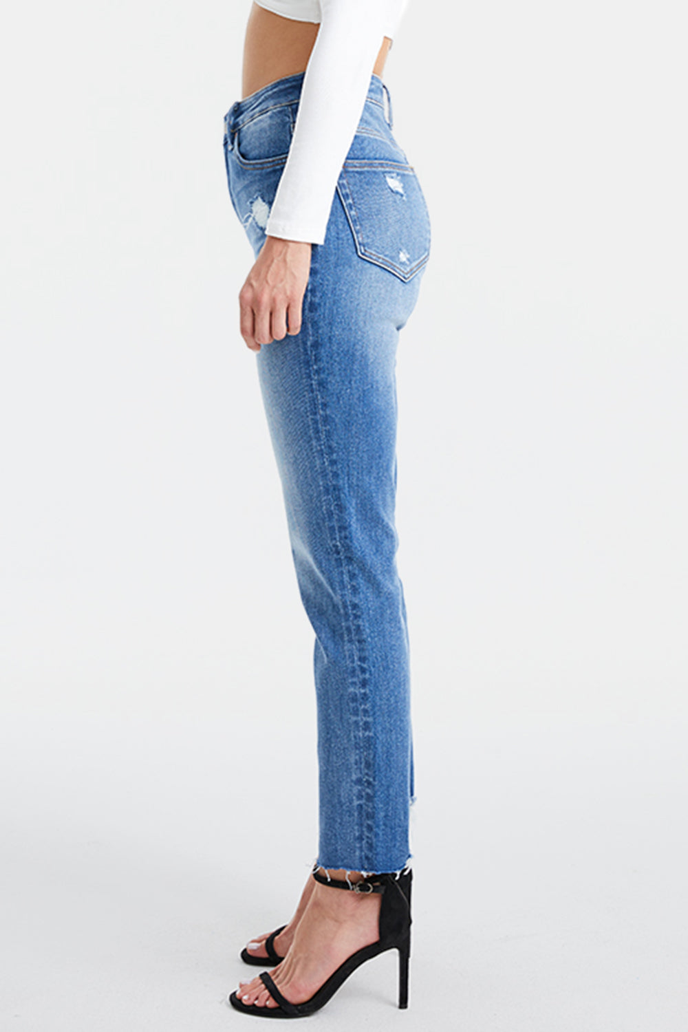 BAYEAS Full Size High Waist Distressed Raw Hew Skinny Jeans - The Goddess Galleries