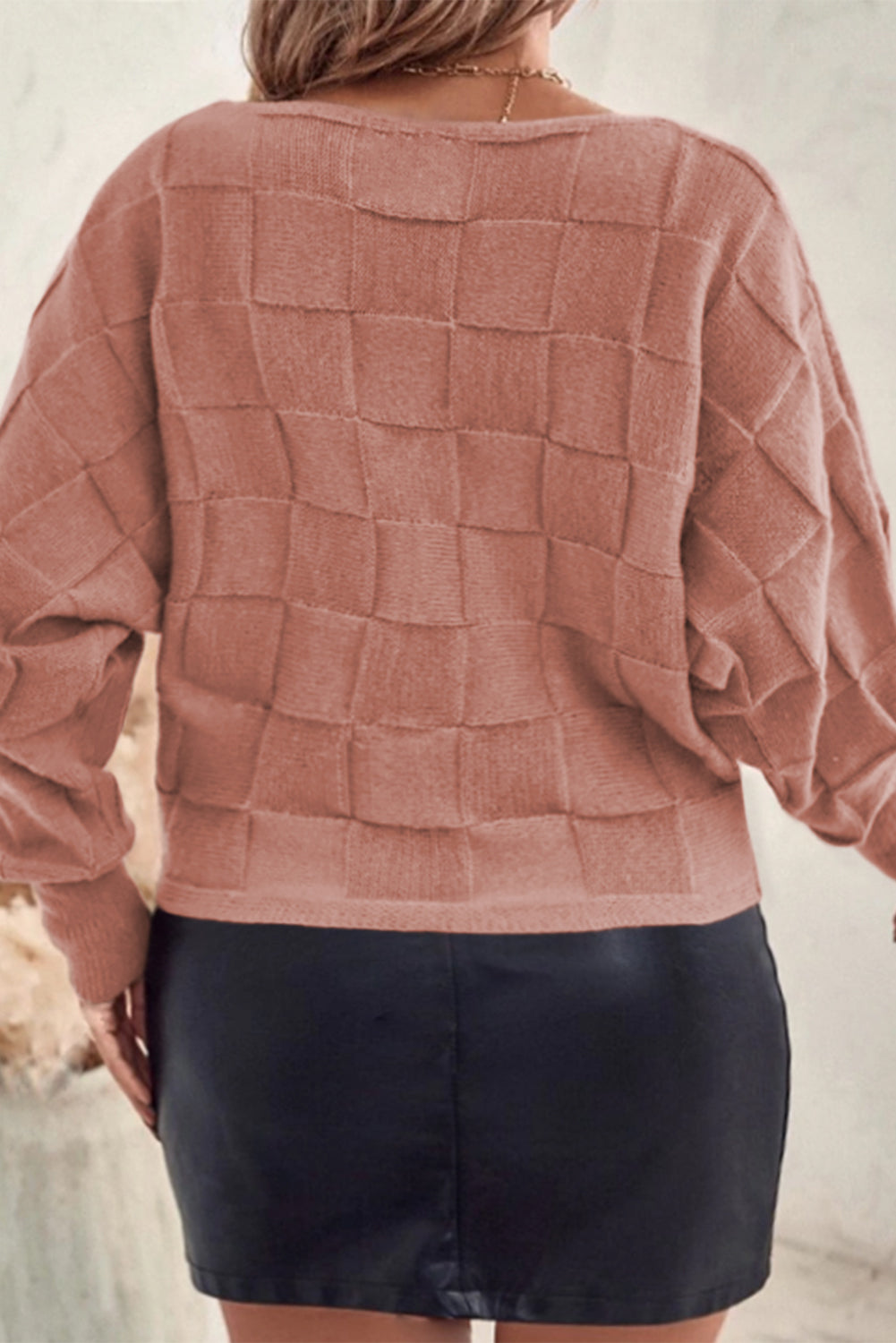 Plus Size Plaid Round Neck Sweater - The Goddess Galleries