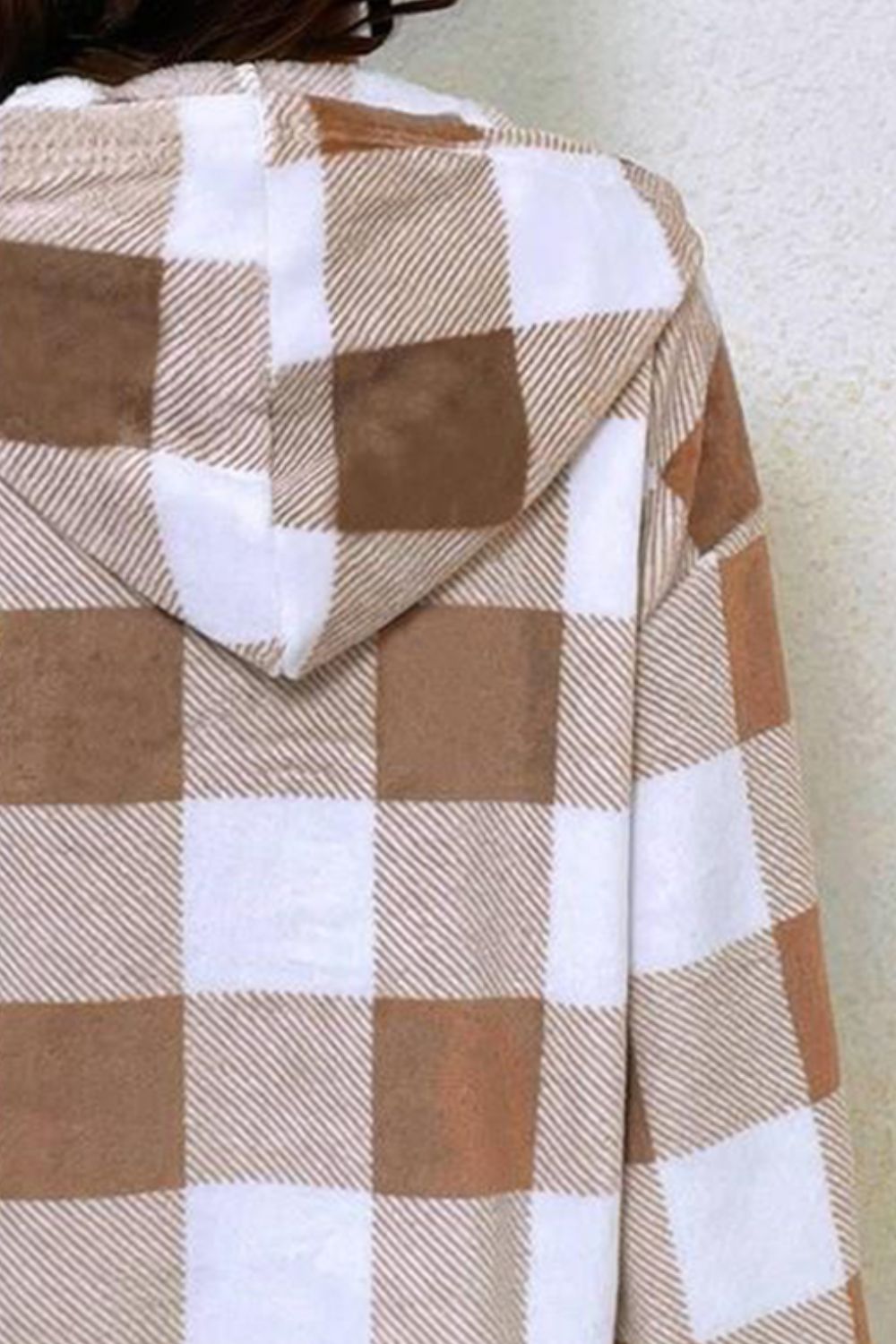 Plaid Half Button Long Sleeve Hoodie - The Goddess Galleries