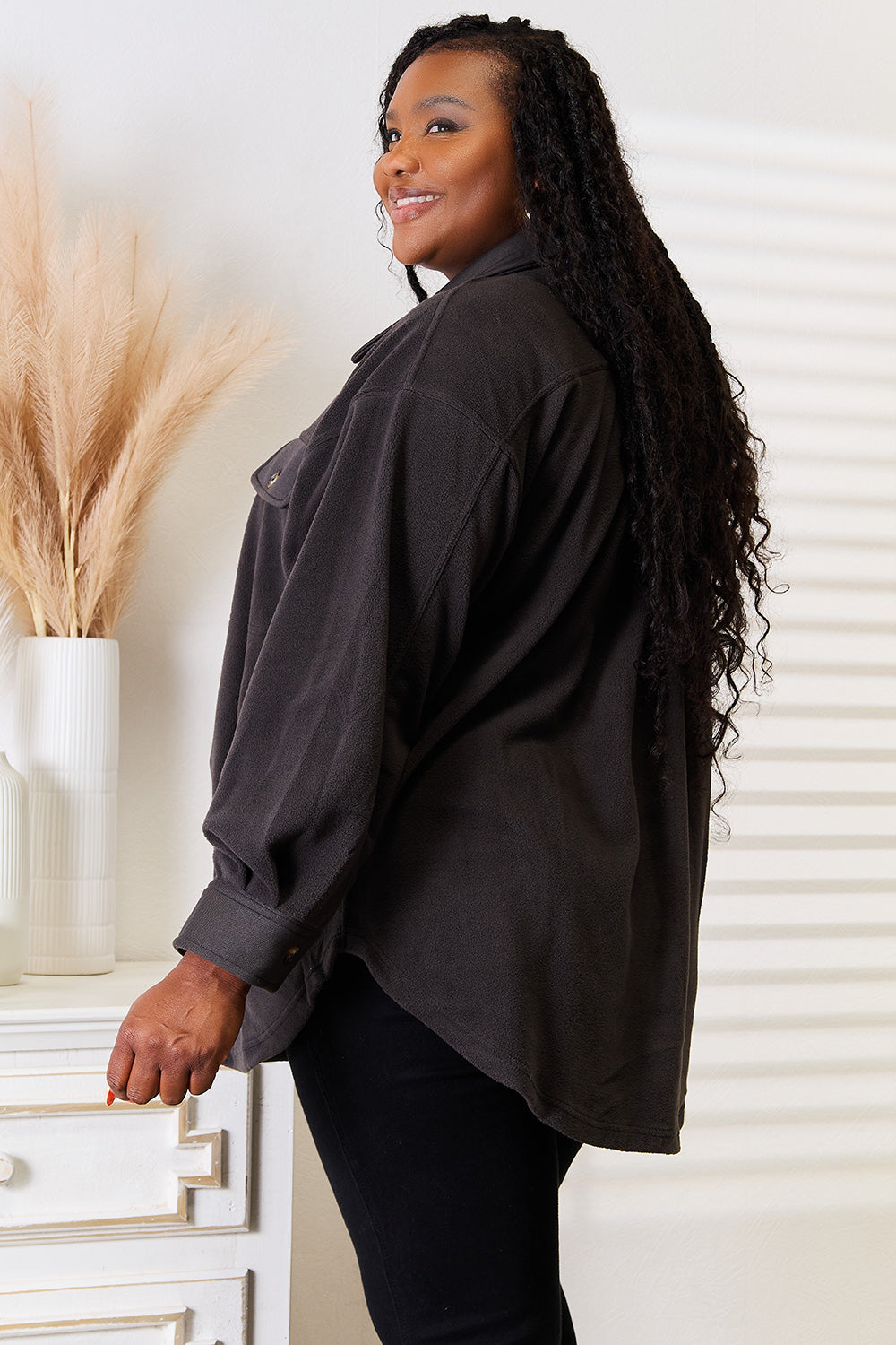 Heimish Cozy Girl Full Size Button Down Shacket - The Goddess Galleries
