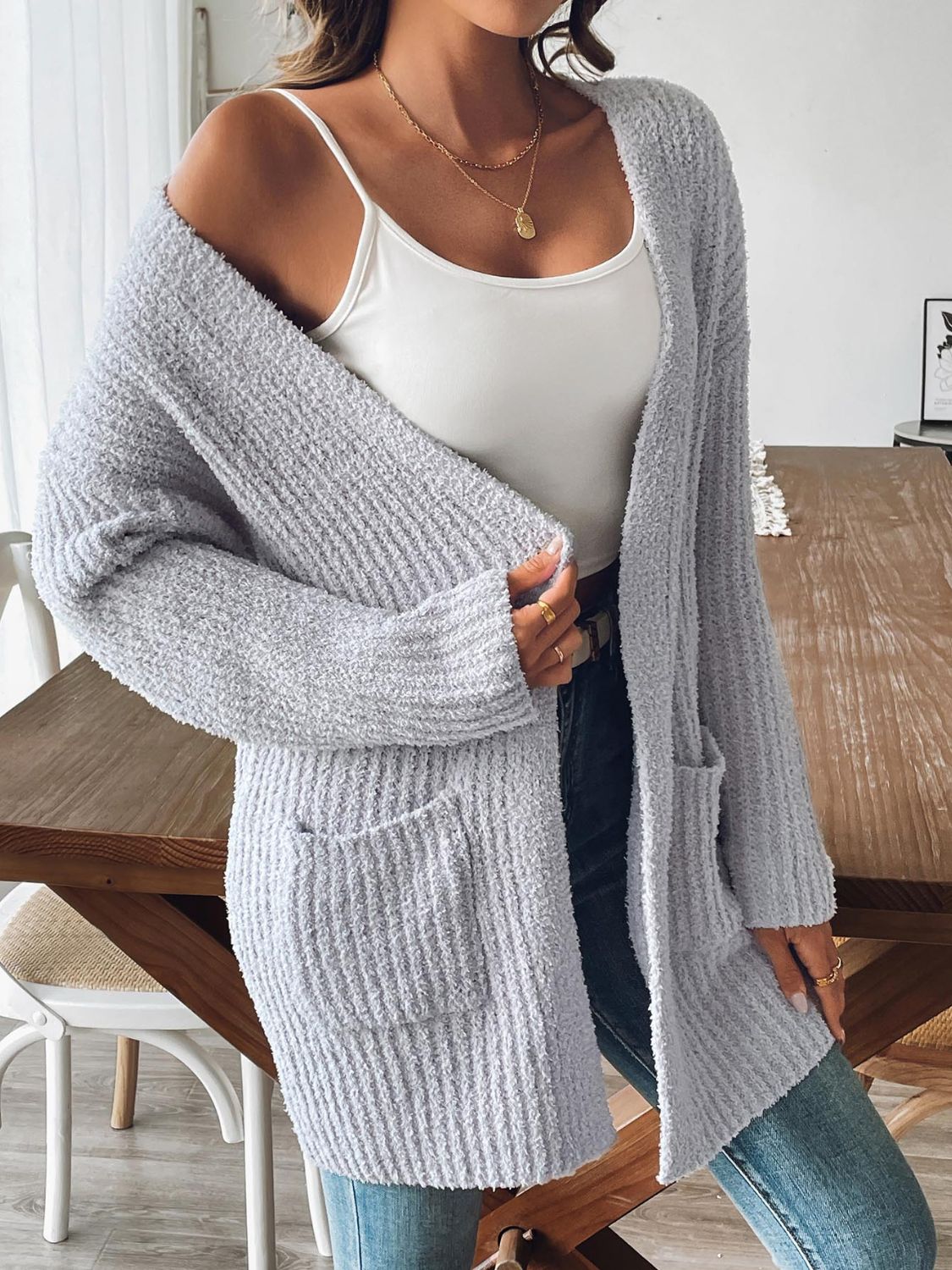 Open Front Long Sleeve Cardigan - The Goddess Galleries