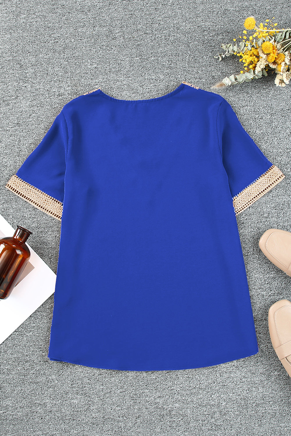 Contrast V-Neck Blouse - The Goddess Galleries
