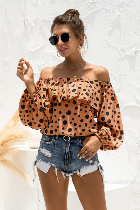 Polka Dot Off-Shoulder Layered Blouse - The Goddess Galleries