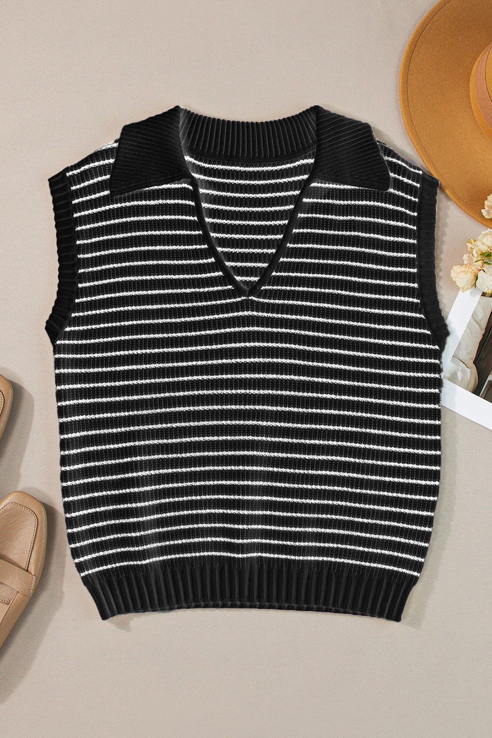 Striped Collared Neck Tank - The Goddess Galleries