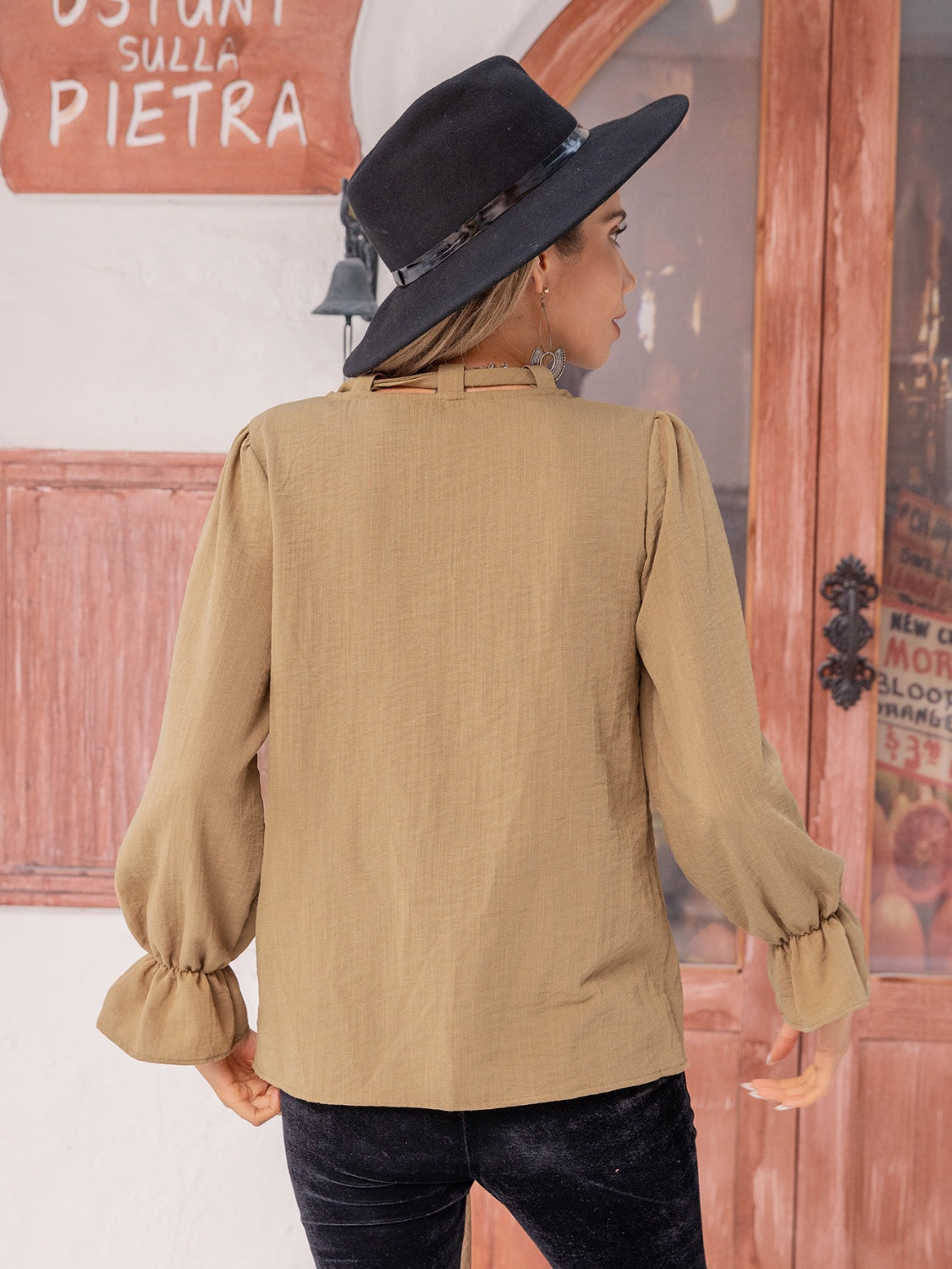 Ruched Flounce Sleeve Blouse - The Goddess Galleries