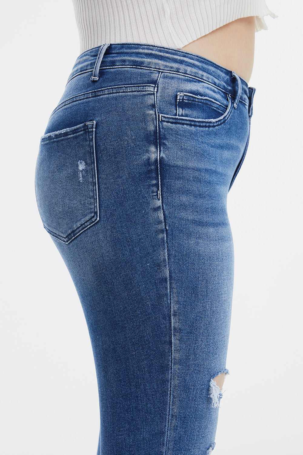 BAYEAS Full Size High Waist Distressed Cat's Whiskers Straight Jeans - The Goddess Galleries