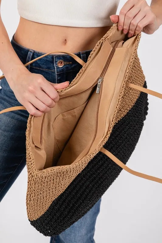 Fame Straw Braided Beach Tote Bag - The Goddess Galleries