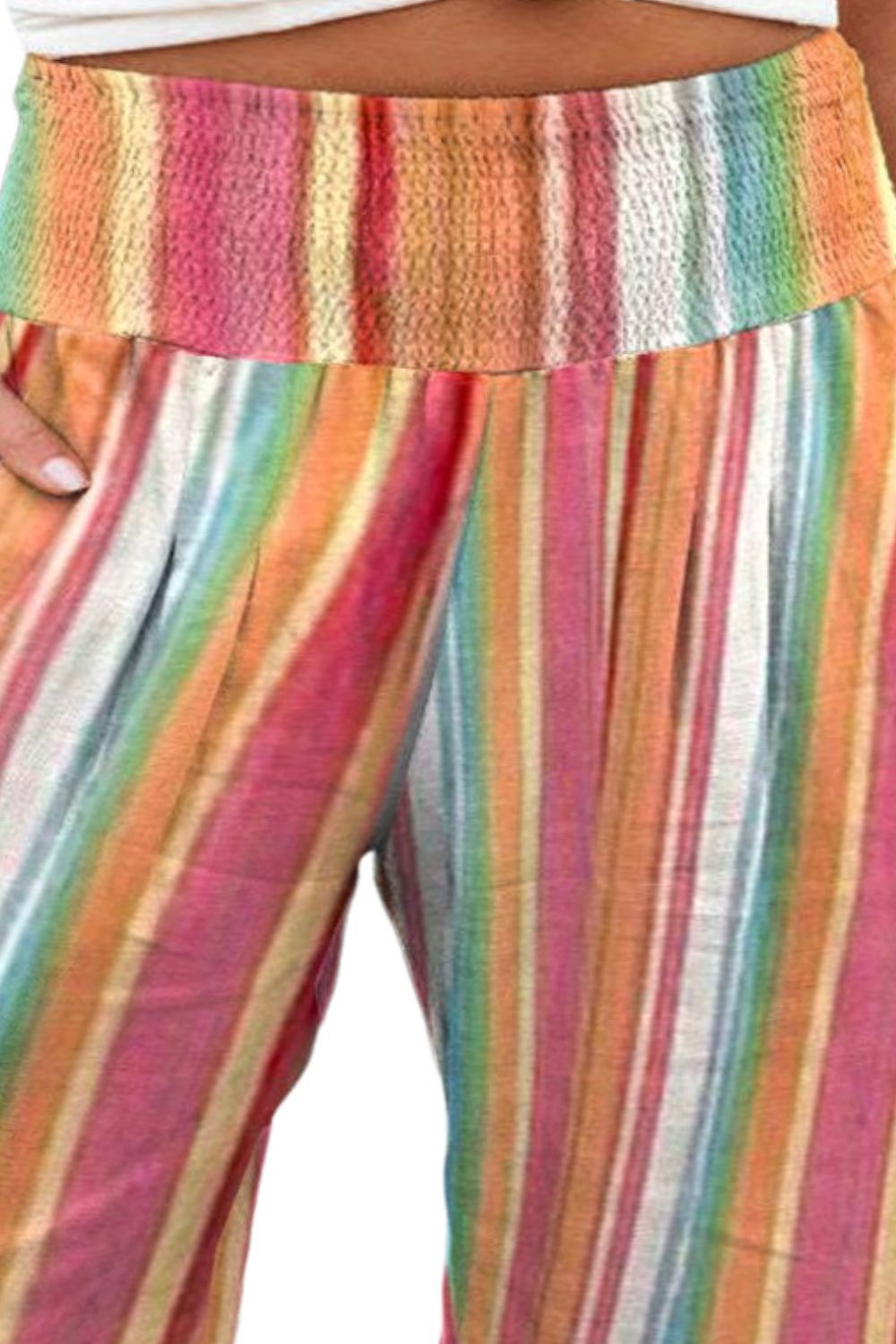 Plus Size Striped Wide Leg Pants - The Goddess Galleries