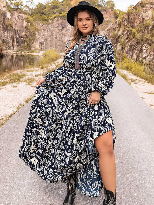 Plus Size Long Sleeve Maxi Dress - The Goddess Galleries