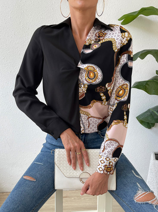 Twist Front Collared Blouse - The Goddess Galleries