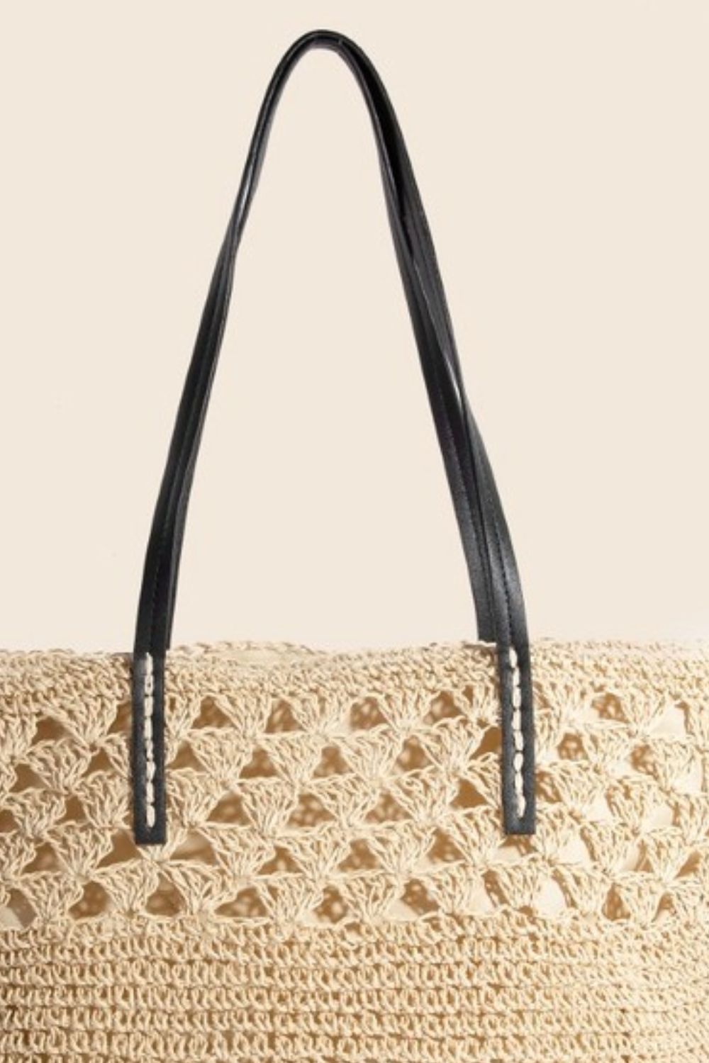 Fame Faux Leather Handle Knitted Tote Bag - The Goddess Galleries