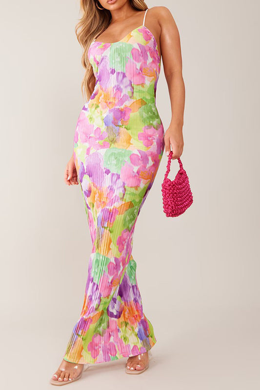 Backless Printed Maxi Cami Dress - The Goddess Galleries