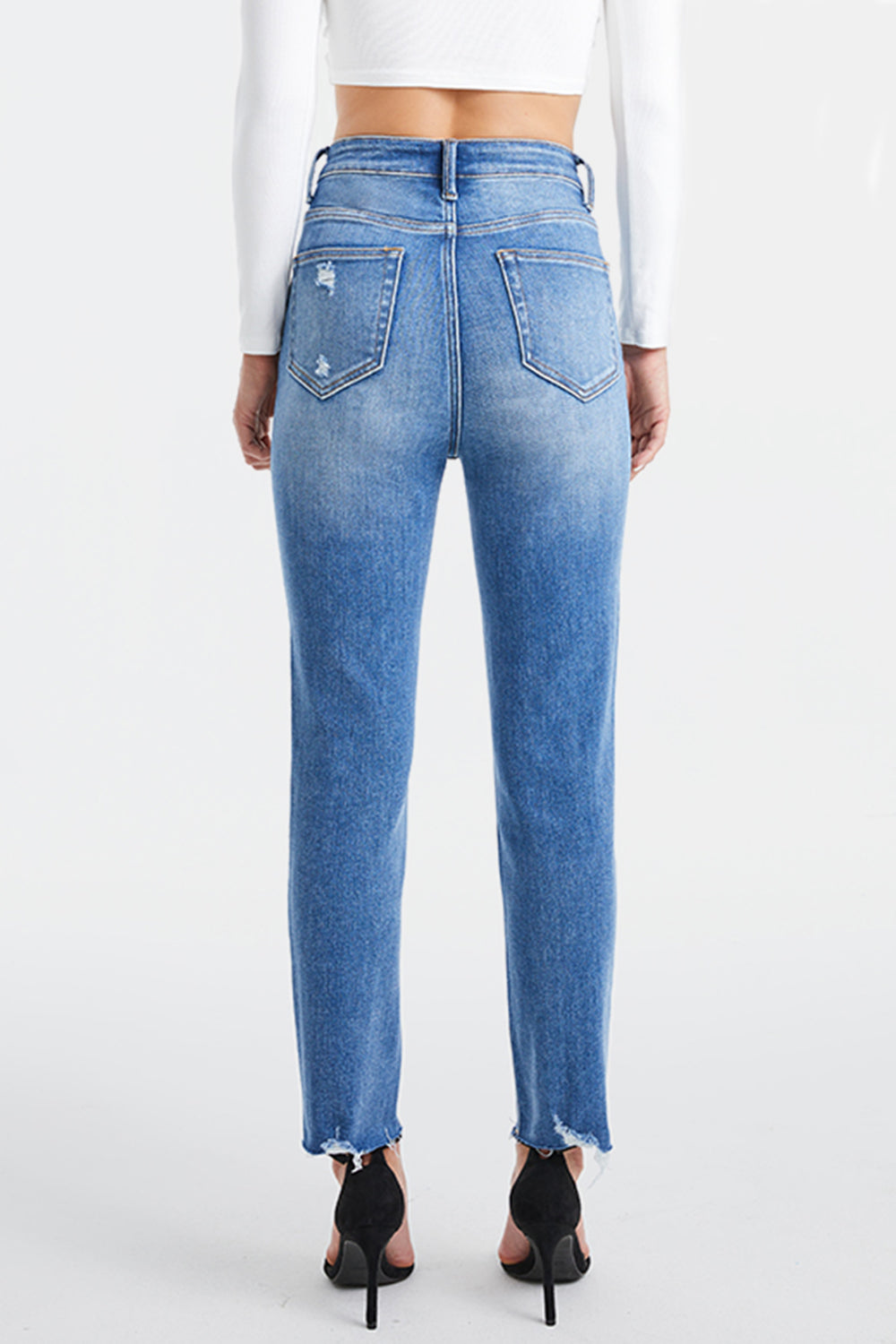 BAYEAS Full Size High Waist Distressed Raw Hew Skinny Jeans - The Goddess Galleries