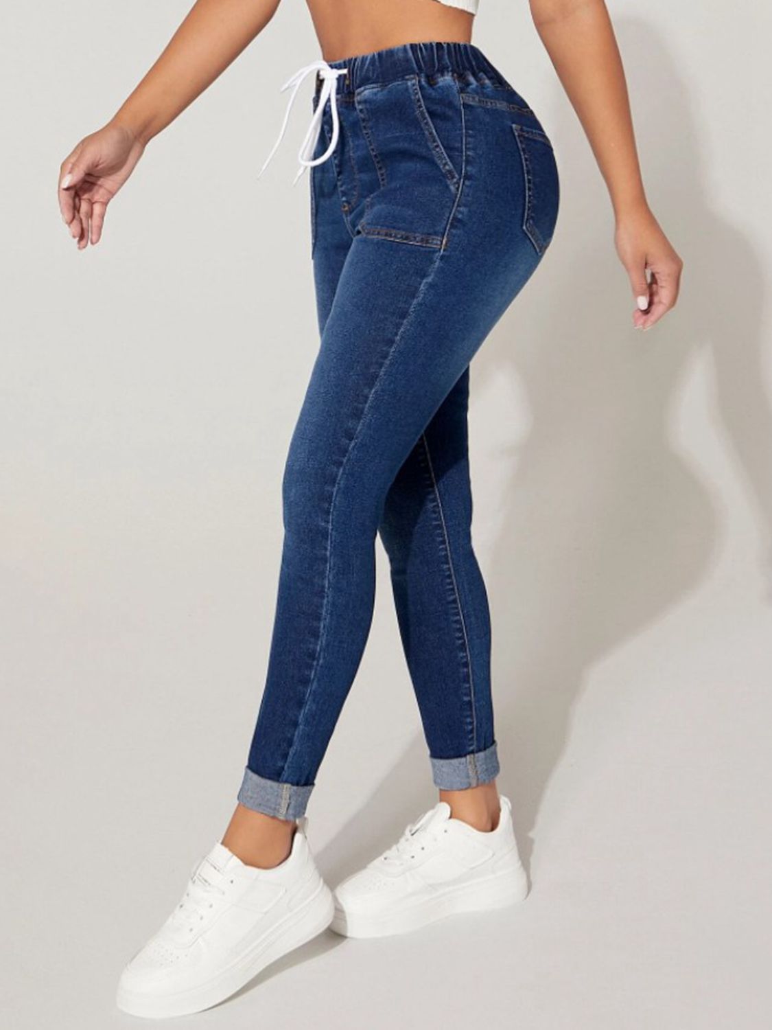 Drawstring Cropped Jeans - The Goddess Galleries