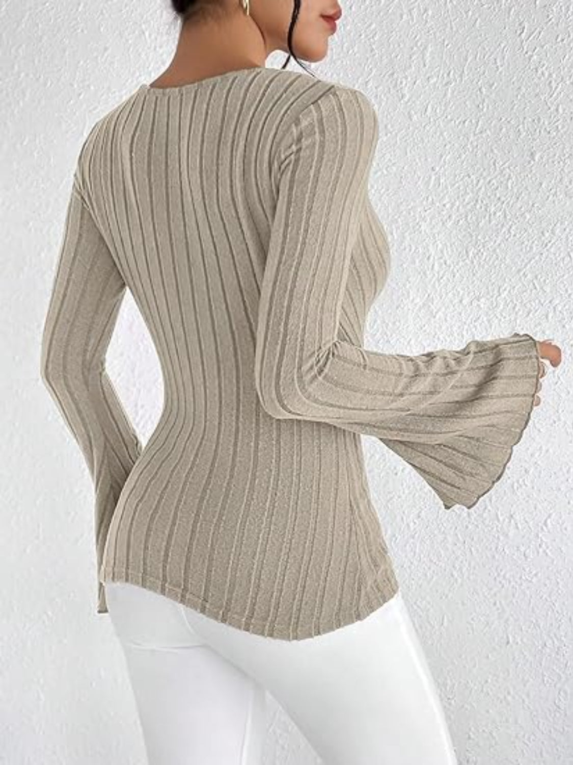 Ribbed Flare Sleeve Top - The Goddess Galleries