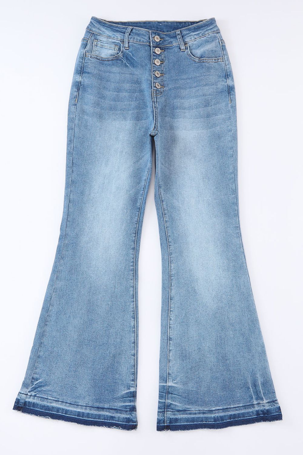 High Waist Button Fly Flared Jeans - The Goddess Galleries