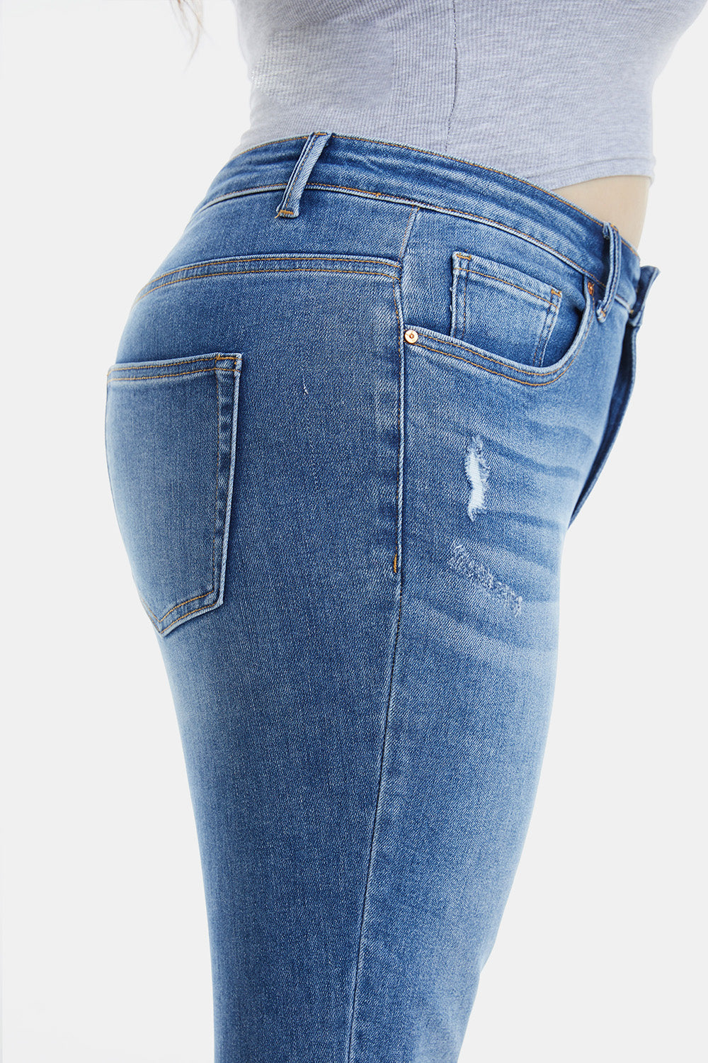 BAYEAS Full Size High Waist Distressed Raw Hew Skinny Jeans - The Goddess Galleries