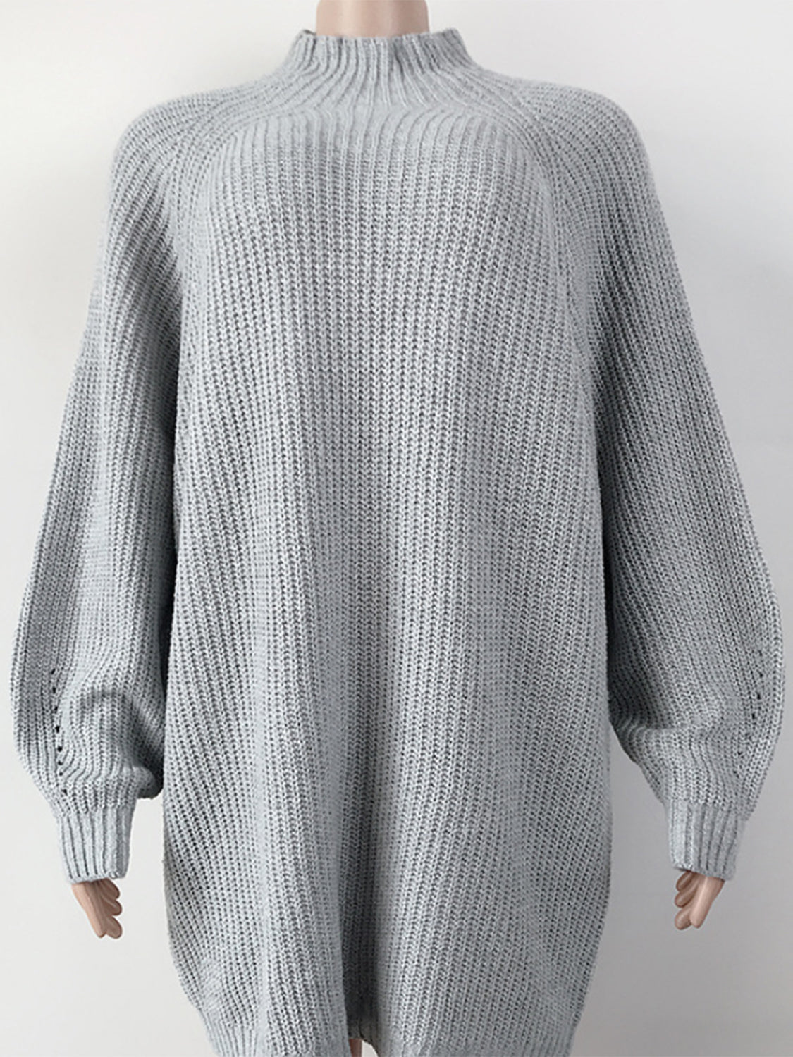 Mock Neck Dropped Shoulder Sweater Dress - The Goddess Galleries