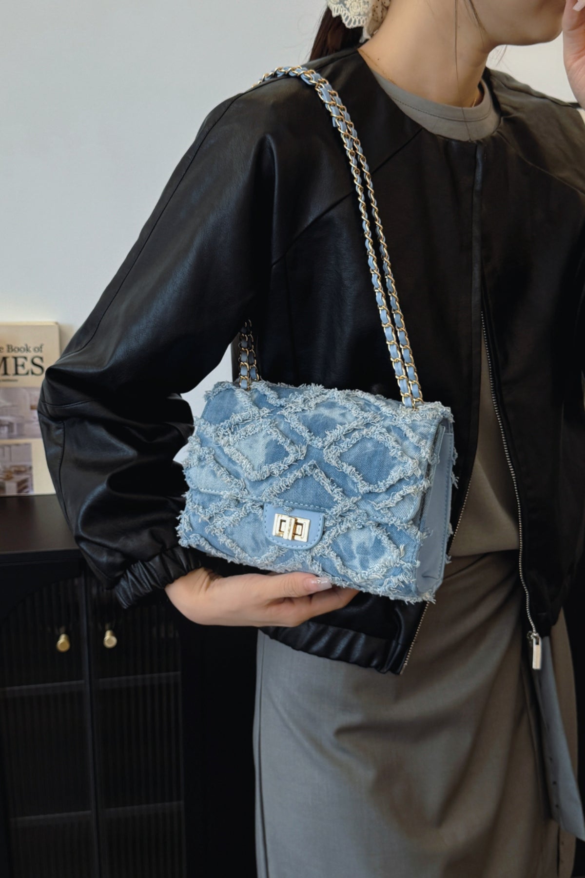Raw Hem Denim Crossbody Bag - The Goddess Galleries
