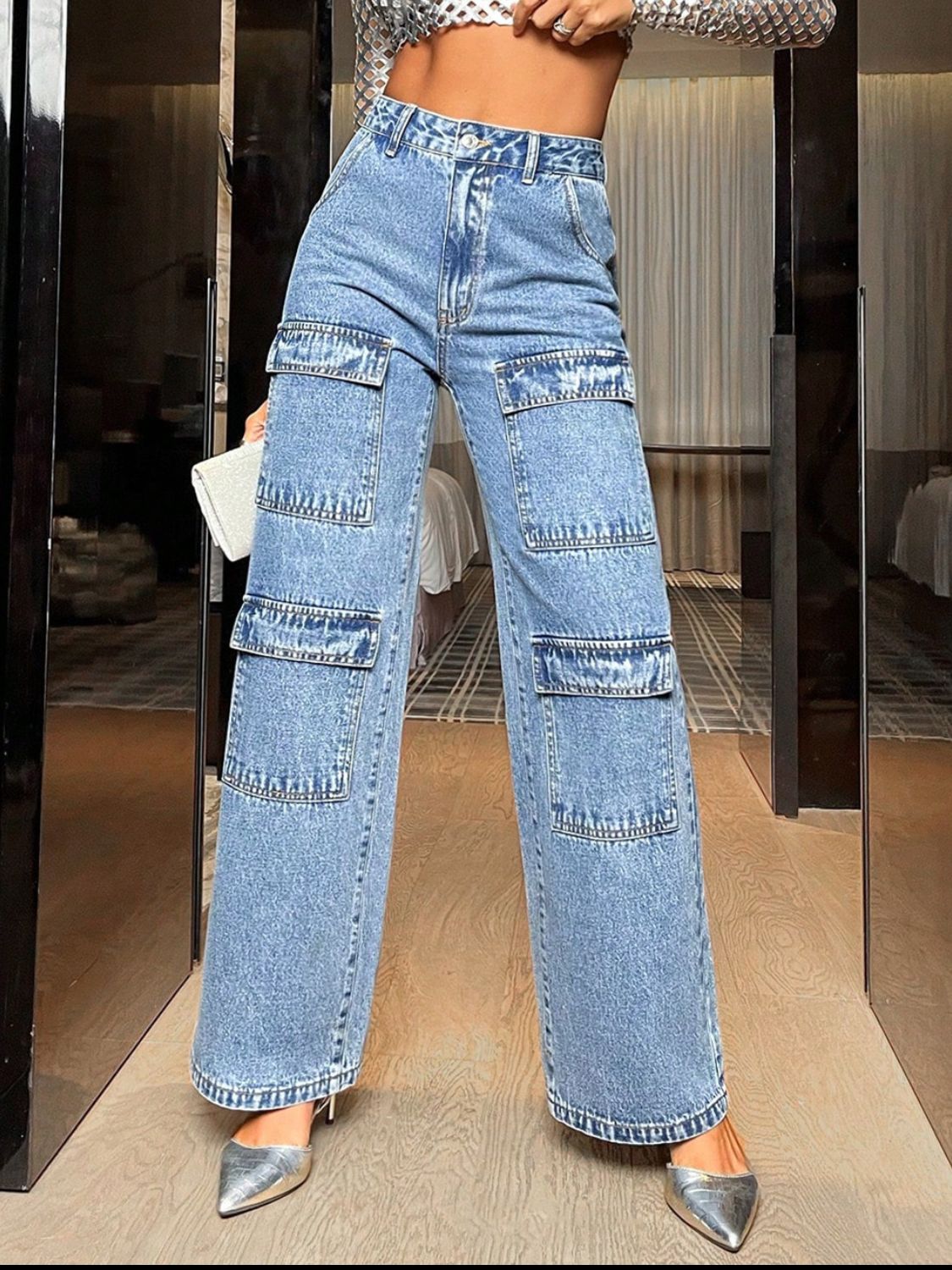 Wide Leg High Waist Jeans with Pockets - The Goddess Galleries