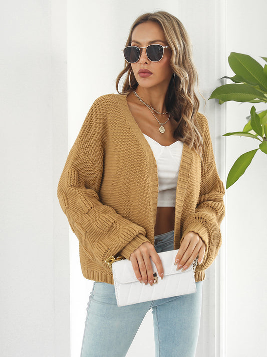 Open Front Ribbed Trim Cardigan - The Goddess Galleries