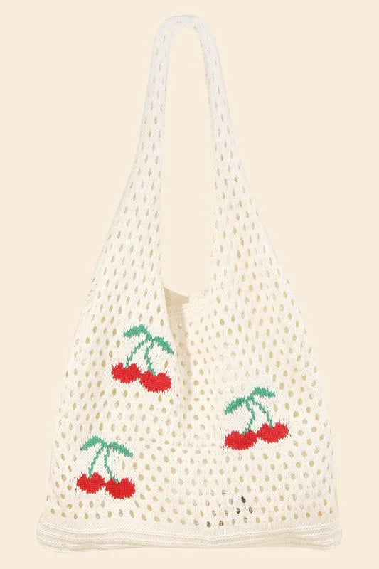 Fame Cherry Print Net Shoulder Bag - The Goddess Galleries