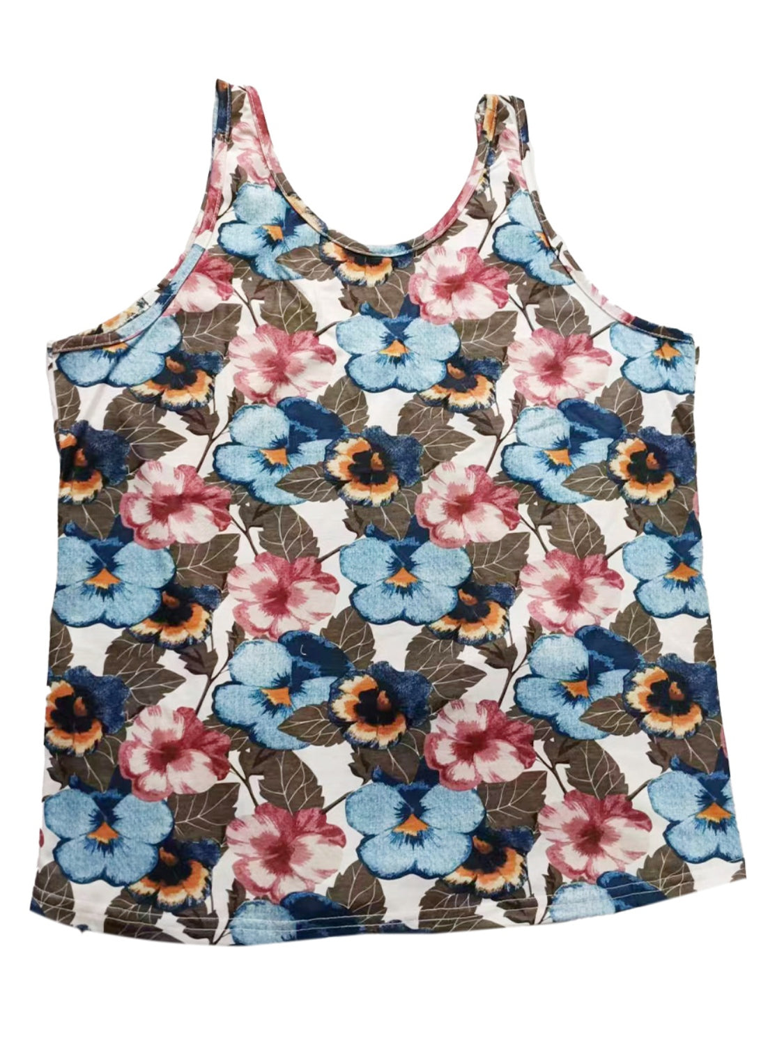 Shiny Printed Scoop Neck Wide Strap Tank - The Goddess Galleries