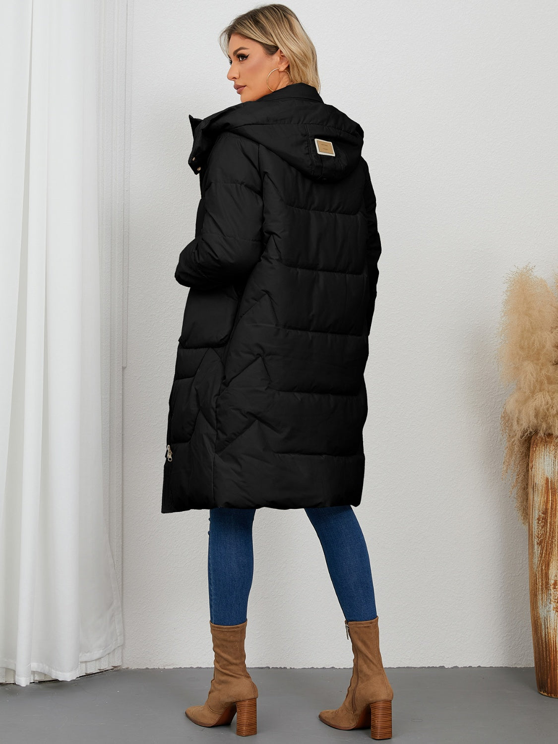 Long Sleeve Longline Hooded Winter Coat - The Goddess Galleries