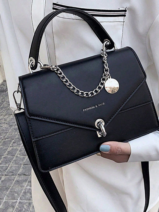 Chain PU Leather Detachable Shoulder Strap Handbag - The Goddess Galleries
