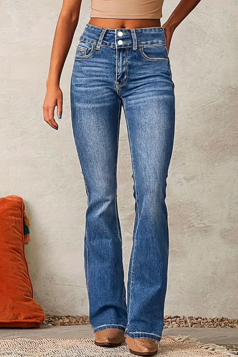 Cat Whisker Washed Bootcut Jeans - The Goddess Galleries