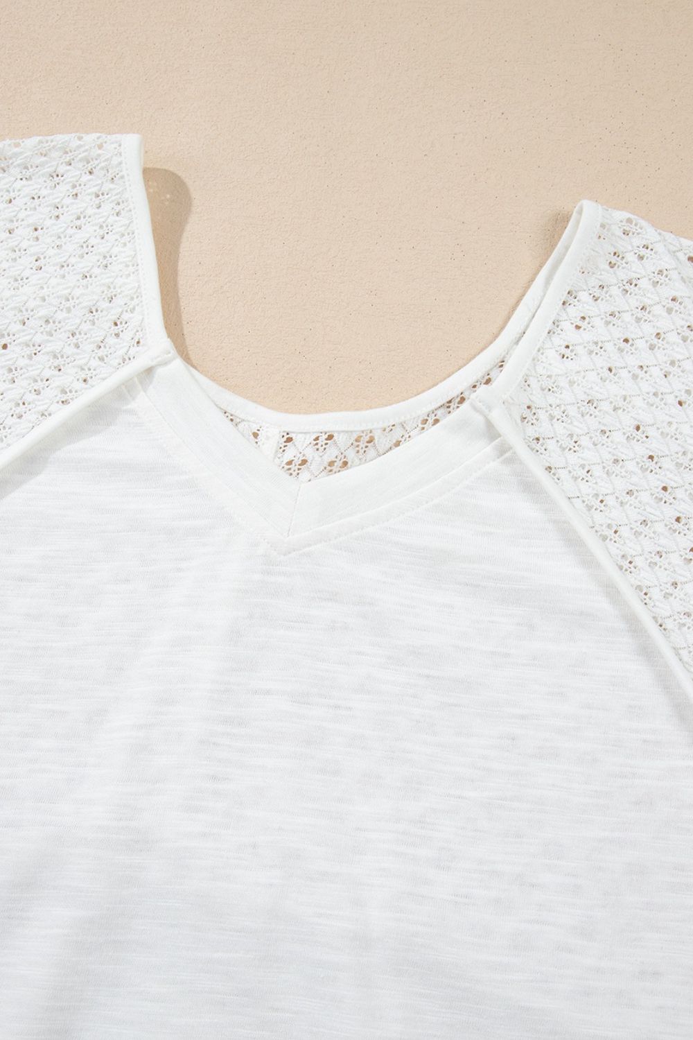 Openwork High Low Hem V Neck Oversized Top - The Goddess Galleries
