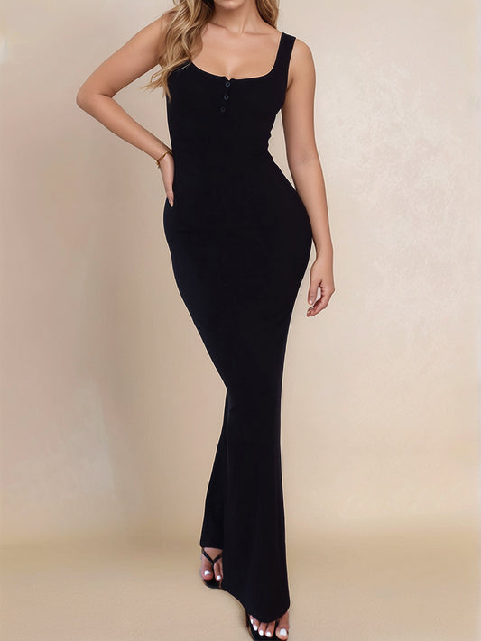 Devine Side Slit Wide Strap Maxi Dress - The Goddess Galleries