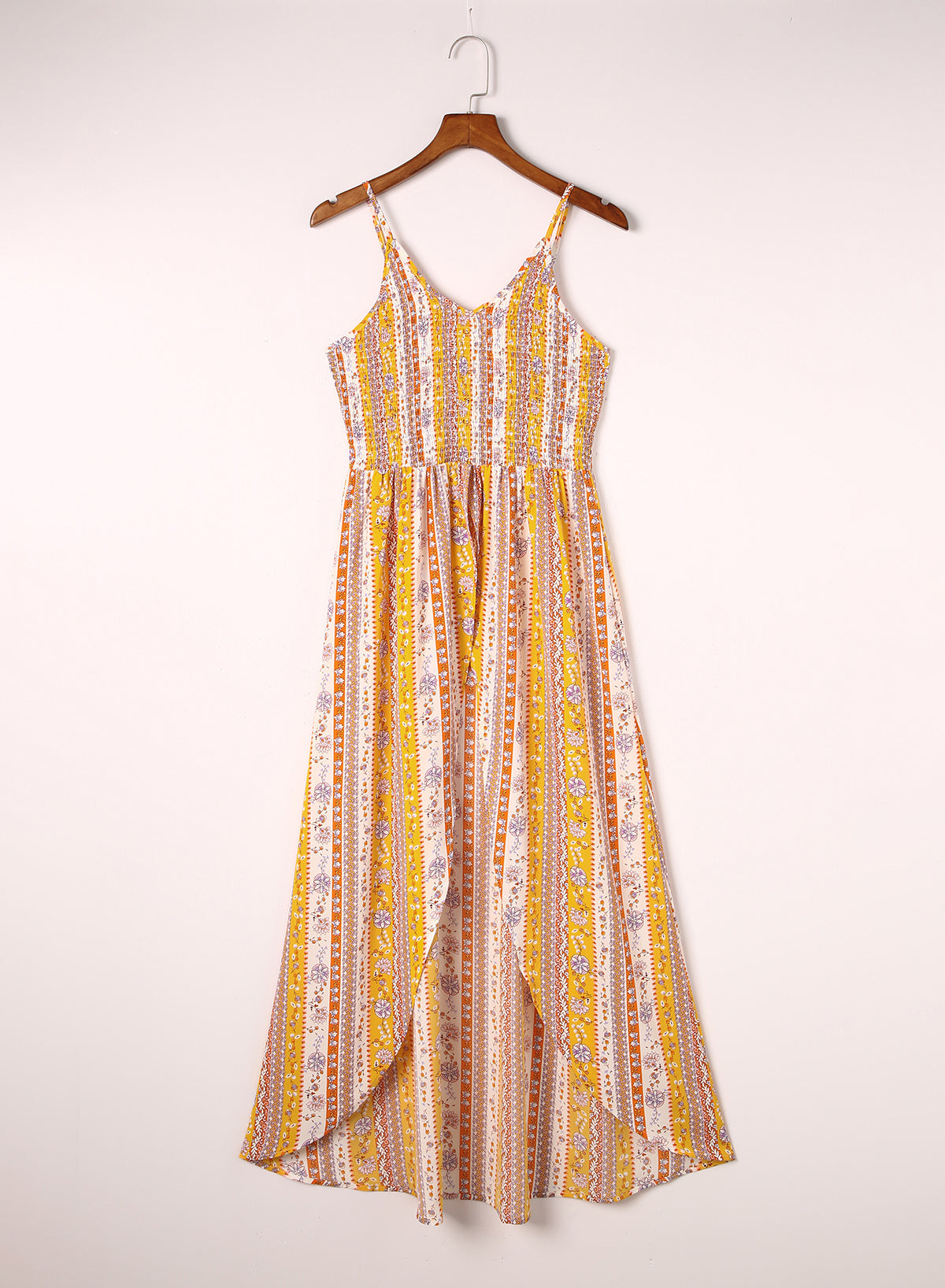 Smocked Printed V-Neck Cami - The Goddess Galleries