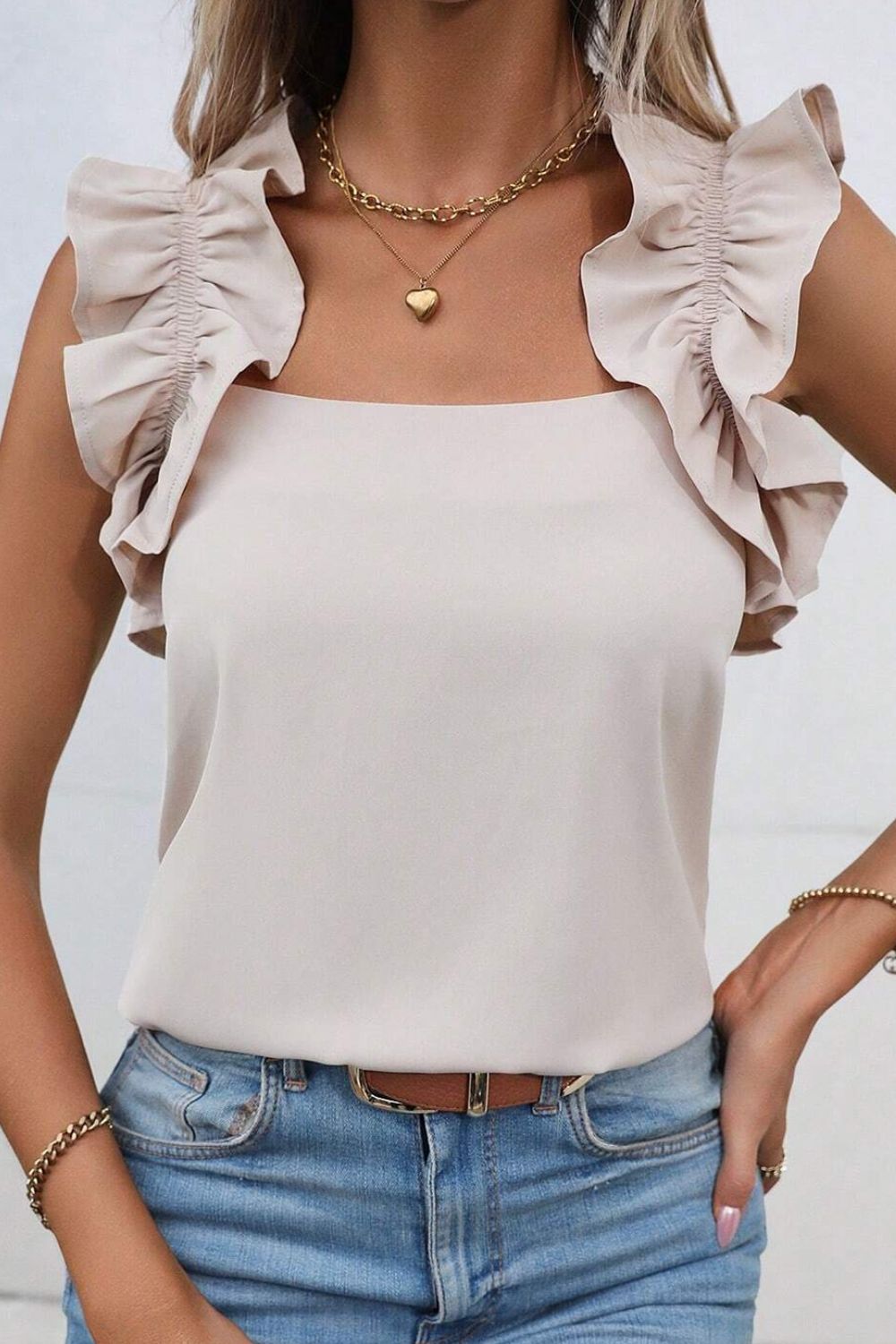 Ruffled Square Neck Tank - The Goddess Galleries