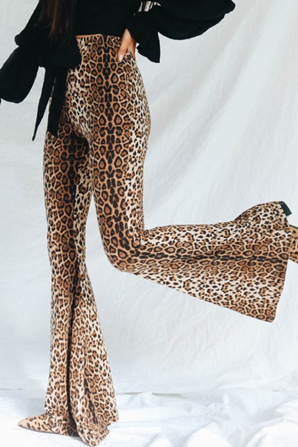 Leopard Print Flare Leg Pants - The Goddess Galleries