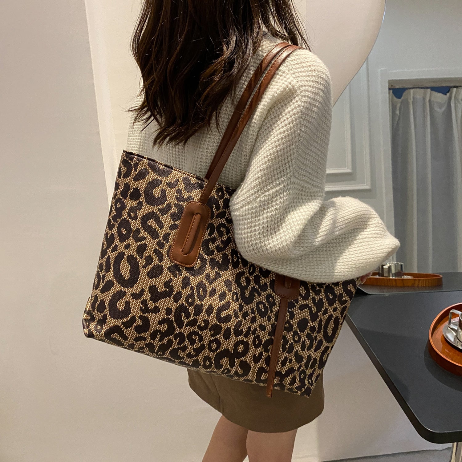 PU Leather Leopard Tote Bag - The Goddess Galleries